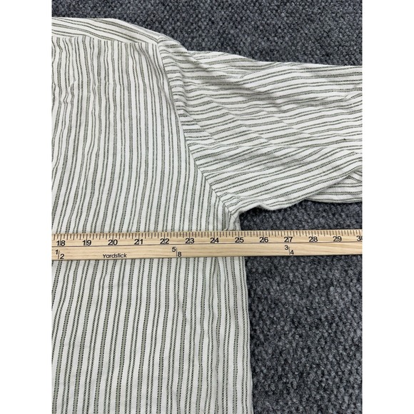 Gleneske Large Irish Grandfather Shirt White Green Stripe Cotton Made In Ireland - Picture 8 of 8